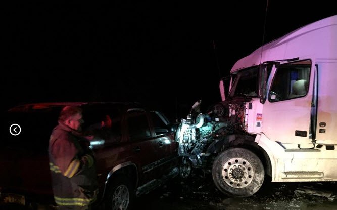 close up semi suv montana crash