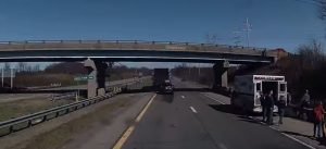 forward serpentine through accident scene on interstate