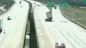 high winds in ohio overturn big rig