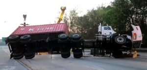 overturned container hauling wood i-85 atlanta