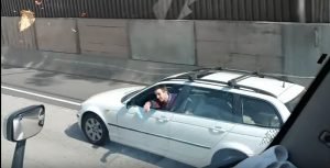 pizza road rage at semi driver