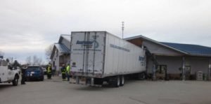 semi crashes through new lisbon subway in wisconsin front view