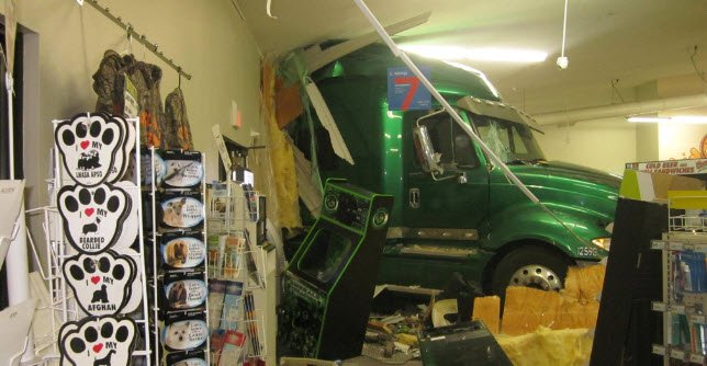 semi crashes through new lisbon subway in wisconsin