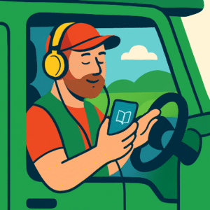 trucker listening to audiobook